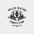 Retro Vintage roller skating Label.