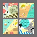 Retro vintage 80s or 90s fashion style. Memphis cards. Big set. Trendy geometric elements. Modern abstract design poster Royalty Free Stock Photo