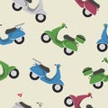 Retro vintage seamless vector scooter pattern