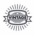 Retro Vintage Shining Emblem And Ribbon Vector Template