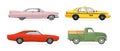 Isolated cars set on white background. Vector illustration.