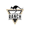 Retro Vintage Silhouette Kangaroo Logo Design. On black, white, and gold colors. Premium and Luxury Logo Illustration Design