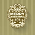 Retro vintage simple Merry Christmas greeting green card Royalty Free Stock Photo