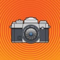 Retro vintage SLR photo camera. Flat photo camera icon Royalty Free Stock Photo