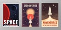 Retro vintage set of space poster. Royalty Free Stock Photo