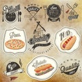 Retro vintage style hand drawn typographic symbols for restaurant menu design.