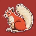 Retro Vintage Style Squirrel Sticker With White Outline