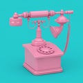 Retro Vintage Styled Rotary Phone Duotone. 3d Rendering