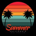 Retro vintage summer sunset logo badges for t-shirts and other print production. California 70s-style concept. Graphic vector flat Royalty Free Stock Photo