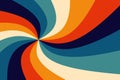 Retro Vintage sunburst swirl in colorful 70's rainbow.