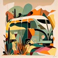 Trailer, RV, retro, vintage, caravan, abstract, van, background, wallpaper, design, generative, ai