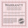 Retro vintage Warranty Certificate template. Excellent design. Complex background. Detailed. Red color. EPS10