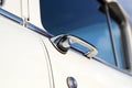 Retro vintage white car. Car door handle. The car is older than 1985 Royalty Free Stock Photo