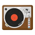 Retro vinyl player top view realistic vector illustration