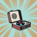 Retro vinyl record player pop art background Royalty Free Stock Photo