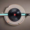 1054 Retro Vinyl Record Player: A retro and vintage-inspired background featuring a retro vinyl record player with spinning viny Royalty Free Stock Photo