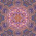 Retro violet mandala in blue and orange