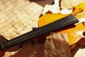Retro violin and old sheet music closeup Royalty Free Stock Photo