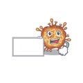 Retro virus corona with board cartoon mascot design style Royalty Free Stock Photo