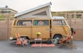 Retro Volkswagen camper van from 1979 with beach chairs at The Aircooled classic car show