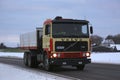 Retro Volvo F12 Tipper Truck on a Winter Night