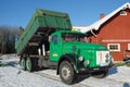 Retro Volvo truck from 1972 on snowy roads