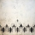 Retro wallpaper with faded black floral pattern. Abstract vintage background. Old and shabby concrete texture. Generative AI Royalty Free Stock Photo