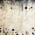 Retro wallpaper with faded black splashes of paint. Vintage abstract background. Old concrete texture. Generative AI Royalty Free Stock Photo