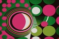 Retro wallpaper in 70s style with colorful multicolored circles Royalty Free Stock Photo