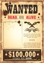 Retro wanted paper for wild west bounty Royalty Free Stock Photo