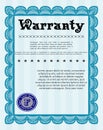 Retro Warranty template. Lovely design. With complex background. Detailed. Light blue color. EPS10