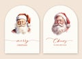 Retro watercolor santa christmas arch card.