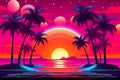 Retro wave city background. Neon night landscape with a futuristic city in the style and aesthetics of the 80s and 90s Royalty Free Stock Photo