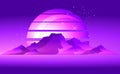 Retro Wave Sunset Royalty Free Stock Photo