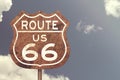 Retro weathered Route US 66 highway sign