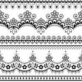 Retro wedding French or English lace seamless pattern set, black ornamental repetitive design with flowers - textile design Royalty Free Stock Photo