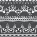 Retro wedding French or English lace seamless pattern set, white ornamental repetitive design with flowers - textile design Royalty Free Stock Photo