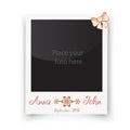 Retro wedding photo frame. Template for photo of