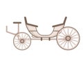 Retro wedding or royal wooden carriage on wheels white color chariot vector illustration isolated on white background