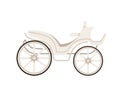 Retro wedding or royal wooden carriage on wheels white color chariot vector illustration isolated on white background