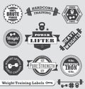 Retro Weight Lifting Labels and Stickers