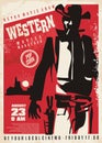 Retro western movie poster with gunman