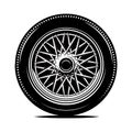 Retro wheel spokes for a motorcycle or car. Vector monochrome illustration. Royalty Free Stock Photo