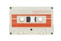 Retro white audio cassette tape isolated on white background. Royalty Free Stock Photo