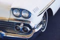 Retro white car old shiny close up Royalty Free Stock Photo