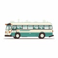 Retro White And Green Bus With Conrad Roset Cartoonish Character Design