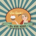 Retro wife illustration with bon appetit message Royalty Free Stock Photo