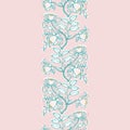 Retro wild rose pattern. Vintage embroidery style border.