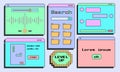 Retro window with button. UI UX elements in retro style Royalty Free Stock Photo