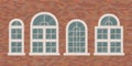 Retro windows on brick wall vector illustration Royalty Free Stock Photo